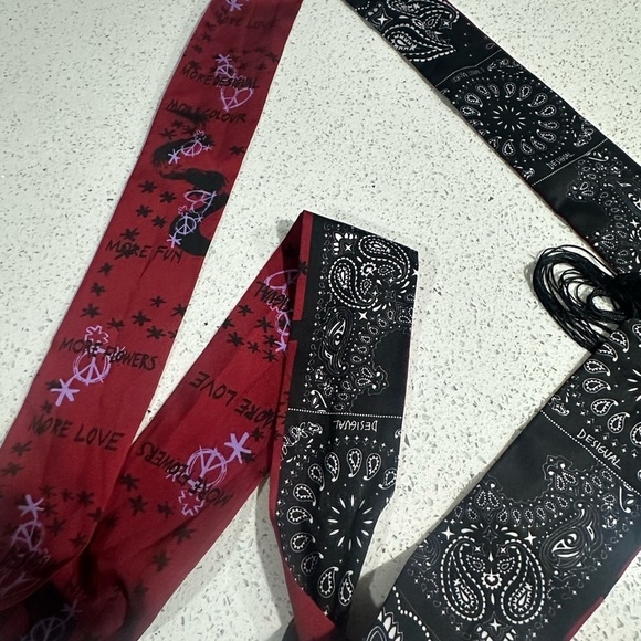 Desigual Scarf Belt Y2K Peace Sign Paisley Fringe main image 7